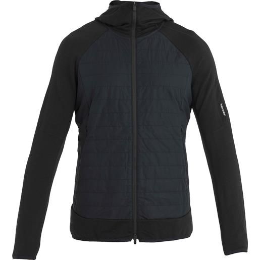 Icebreaker - giacca leggera con collo alto - men merino quantum hybrid ls zip hoodie black per uomo - taglia s, m - nero