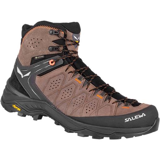 Salewa - scarpe da trekking - ms alp trainer 2 mid gtx wallnut/arancione fluo per uomo in pelle - taglia 7,5 uk, 8 uk, 8,5 uk, 9 uk, 9,5 uk, 10 uk, 11 uk, 11,5 uk - marrone