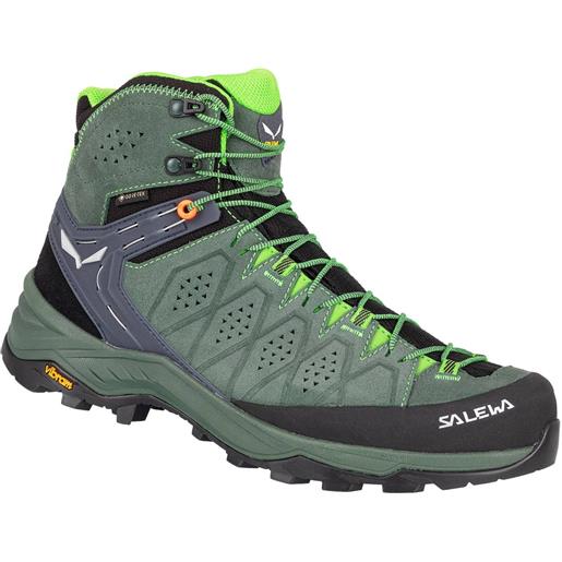 Salewa - scarpe da trekking - ms alp trainer 2 mid gtx raw green/frog opaco per uomo in pelle - taglia 7 uk, 7,5 uk, 8 uk, 8,5 uk, 9 uk, 9,5 uk, 10 uk, 10,5 uk, 11 uk, 11,5 uk - verde