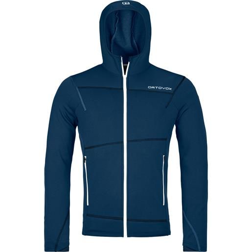 Ortovox - giacca in pile stretch e traspirante - fleece light hoody m deep ocean per uomo in pelle - taglia s, m, l, xl - blu navy