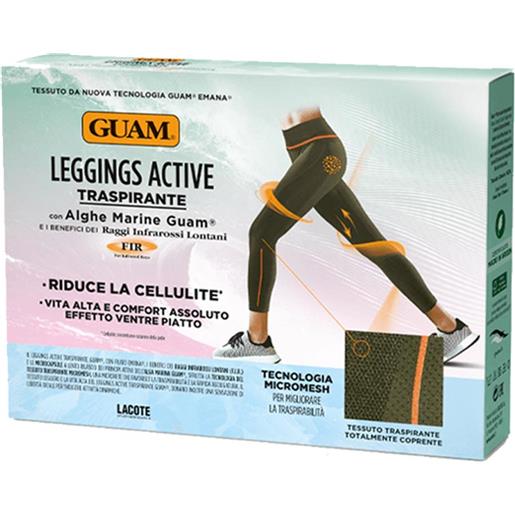 Guam active leggins verde tessuto rimodellante anticellulite, taglia l-xl 46-50