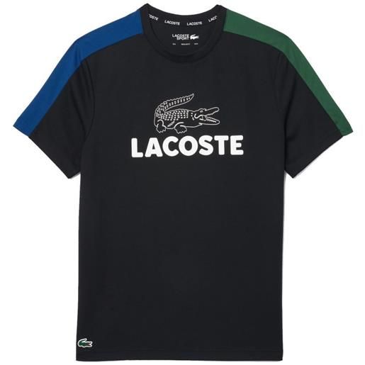Lacoste t-shirt da uomo Lacoste ultra-dry printed colour-block tennis t-shirt - black/blue/green
