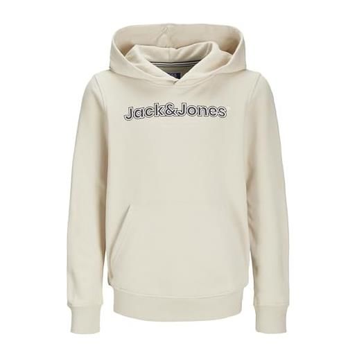 JACK & JONES jack&jones junior jorlakewood sweat hood bf jnr, felpa con cappuccio bambino, moonbeam/detail: jj print, 
