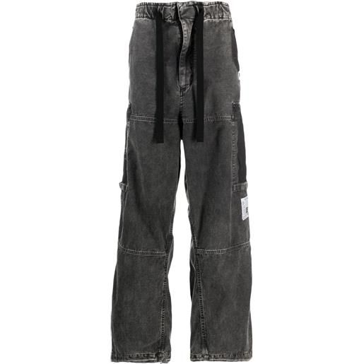 Maison Mihara Yasuhiro jeans cargo con coulisse - nero