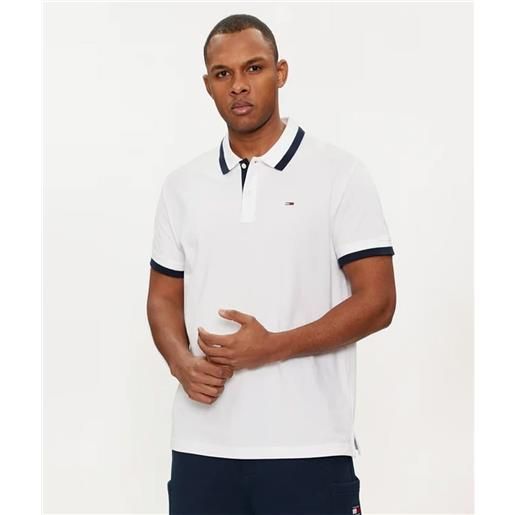 Tommy jeans polo tinta unita regular fit bianca uomo