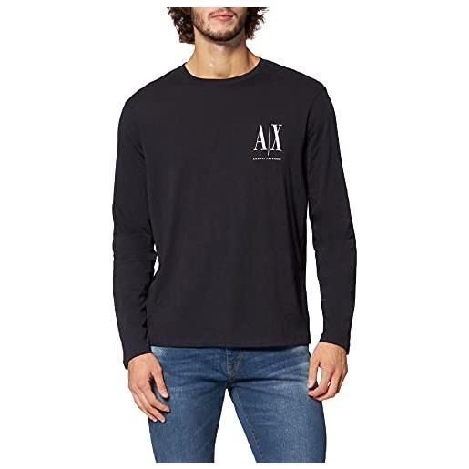 ARMANI EXCHANGE long sleeves, front print logo, t-shirt, uomo, blu, xs