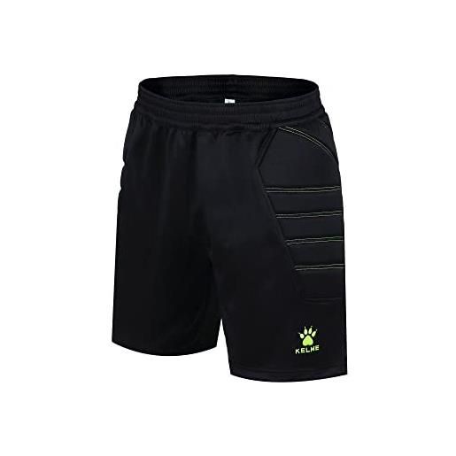 KELME goalkeeper shorts adult pantaloni da portiere corti, da uomo, nero/verde fluo