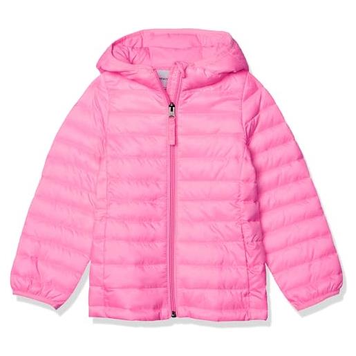 Amazon Essentials piumino leggero con cappuccio impermeabile e ripiegabile bambine e ragazze, rosa fluo, 10 anni