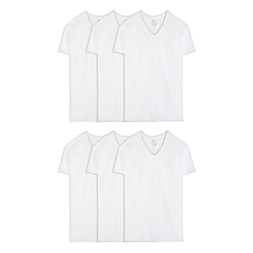 Fruit of the Loom size v-neck t-shirt intimo, tall man-bianco-confezione da 6, l alto (pacco da 6) uomo