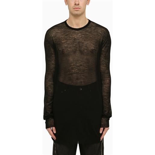Rick Owens maglia semitrasparente nera in lana