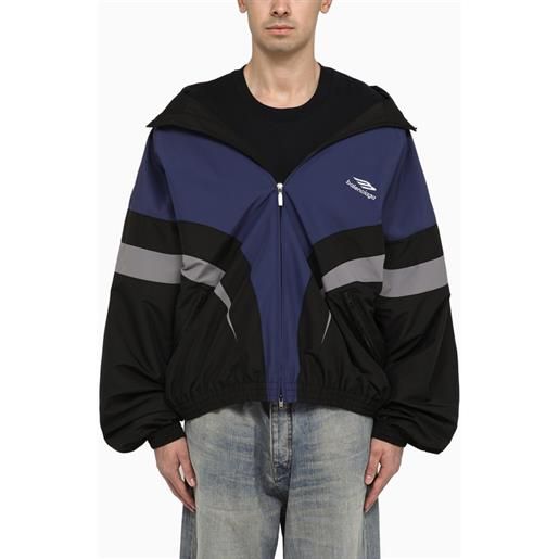 Balenciaga giacca off shoulder tracksuit 3b sports icon nera/blu/grigia