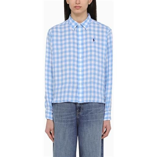 Polo Ralph Lauren camicia bianca/azzurra a quadri in lino