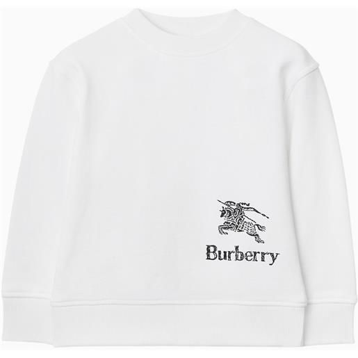 Burberry felpa girocollo bianca in cotone con logo