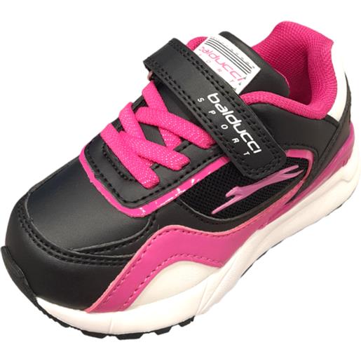 Sneakers girl colore nero/fucsia con strappo, lacci elasticizzati - balducci sport