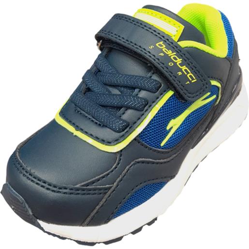 Sneakers boy colore blu/giallo con strappo, lacci elasticizzati e zip - balducci sport
