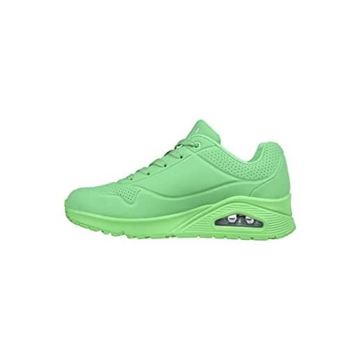 Skechers uno stand on air, sneaker donna, maglia durabuck verde, 38.5 eu