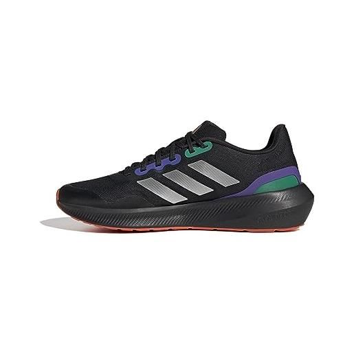 adidas runfalcon 3.0 tr, shoes-low (non football) uomo, core black/silver met. /purple rush, 42 2/3 eu