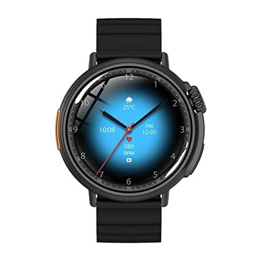 Aliwisdom smartwatch per uomo donna, display amoled da 1.6'' smart watch rotondo con chiamate bluetooth e promemoria whatsapp, fitness tracker impermeabile orologio sport per i. Phone android (nero)