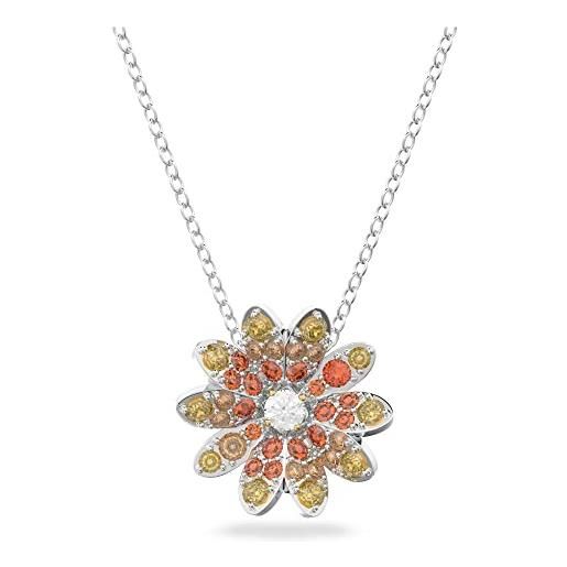 Swarovski eternal flower collana elegante, con ciondolo a forma di fiore in cristalli Swarovski, mix di placcature in tonalità rodio, multicolore