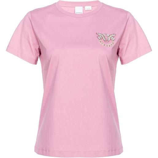 PINKO t-shirt donna mini ricamo logo love birds xs