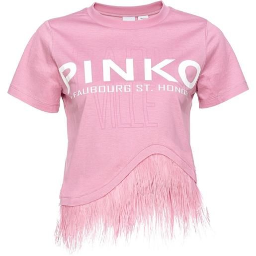 PINKO t-shirt donna pinko cities con piume xs