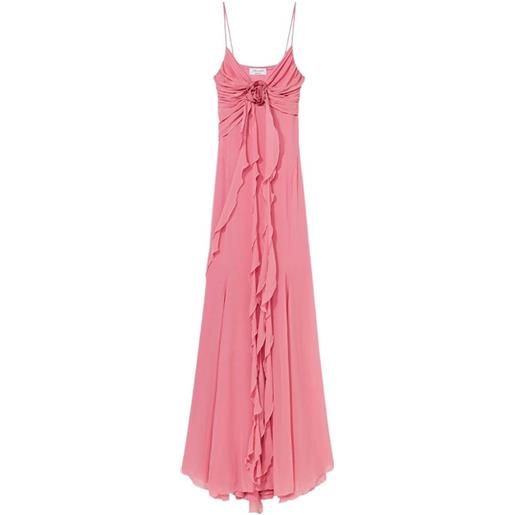 BLUMARINE abito donna lungo in georgette con rosa 3d 40