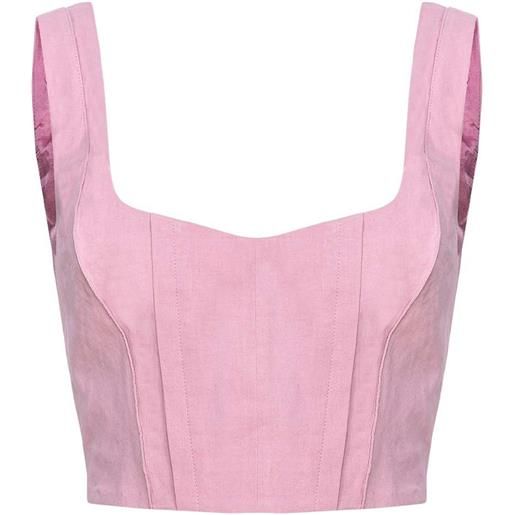PINKO crop donna top in lino 38
