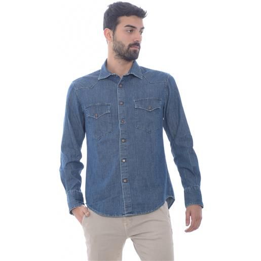 People camicia jeans uomo bottoni automatici denim / m