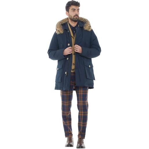 Woolrich parka uomo arctic detachable fur parka melton blue / m