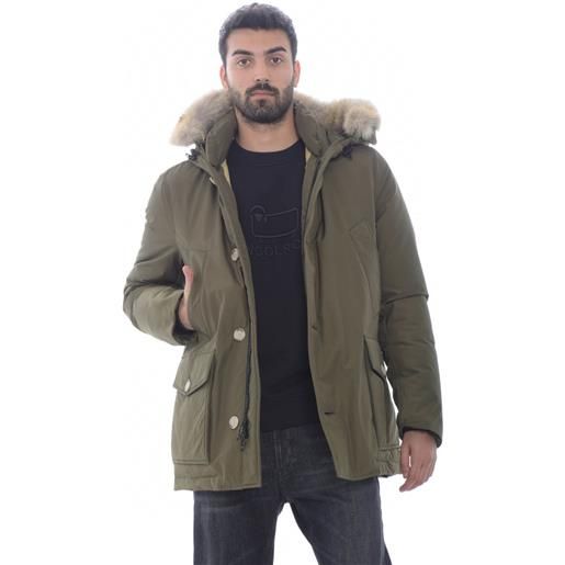 Woolrich parka uomo arctic detachable fur anorak verde militare / s