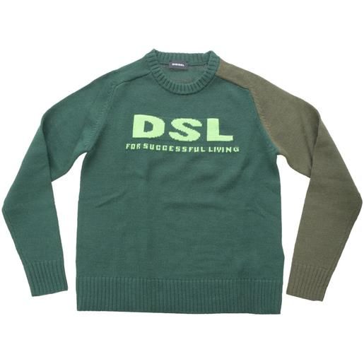 Diesel maglia bambino con logo lavorato a maglia verde / 8a