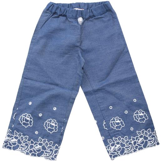Blumarine baby pantaloni bambina con ricami blu / 12m