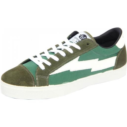 Sanyako sneakers uomo con lacci in tessuto verde / 45