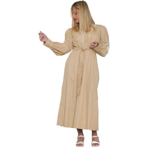 Twinset Milano abito donna lungo con ricami sabbia / 44