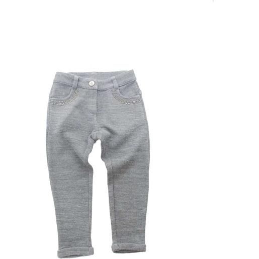 Gaialuna pantaloni bambina in maglia con strass grigio / 3a