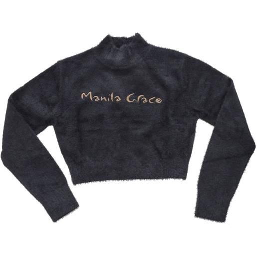 Manila Grace Kids manila grace maglia bambina in pelliccetta rasata nero / 8a
