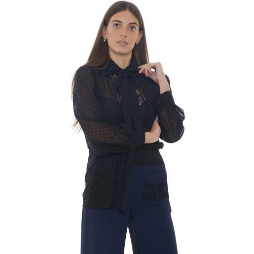 Babylon camicia donna con fiocco e dettagli in pizzo nero / 40