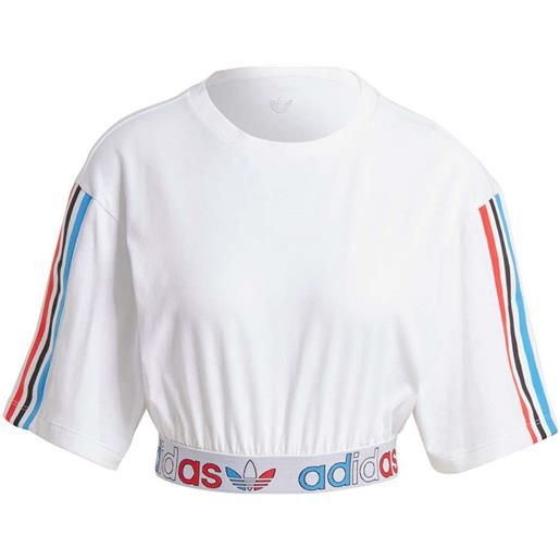 Adidas top donna primeblue tricolor cropped bianco / 38