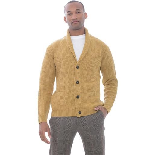 Outfit cardigan uomo in lavorazione a maglia intrecciata giallo / m