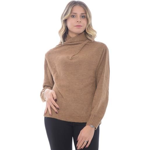 Sfizio maglia donna a collo alto intrecciato beige / l