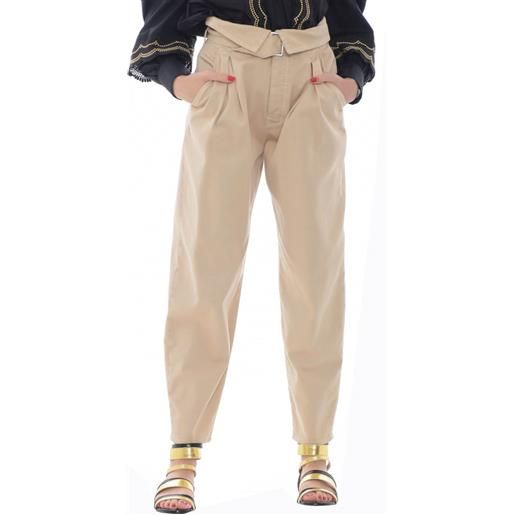Pinko pantaloni donna in gabardina stretch ingaggio beige / 44