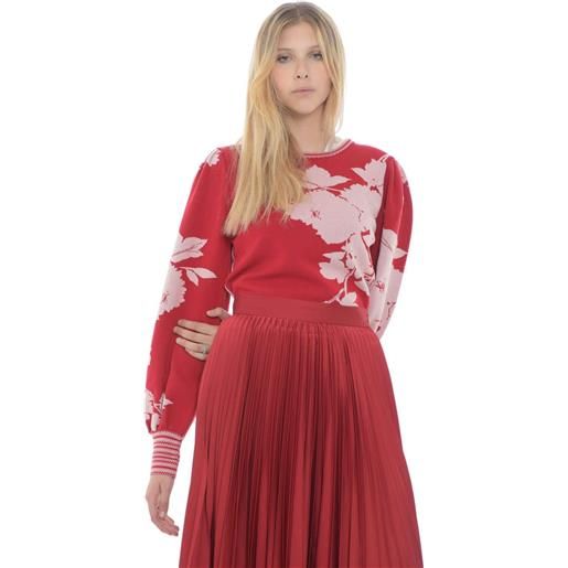 Twinset Milano maglia donna jacquard big flower rosso / xs