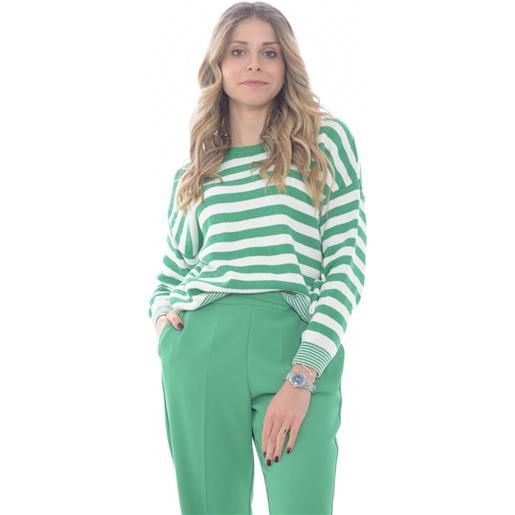 Souvenir maglia donna in fantasia rigata verde / m