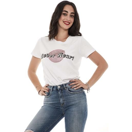 Pinko t-shirt donna denis con strass bianco / l