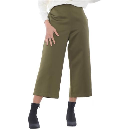 Semicouture pantaloni donna a palazzo verde militare / 42