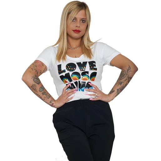 Moschino love Moschino t shirt donna con stampa effetto glitter bianco / 44