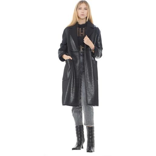 Beatrice cappotto donna in tessuto icaro nero / 46