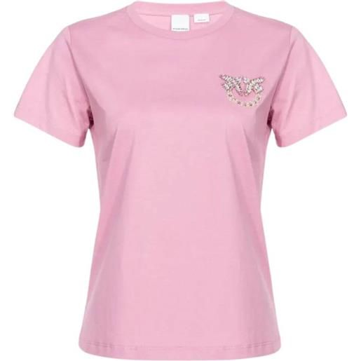 Pinko t shirt donna con mini logo birds nambrone rosa / xs