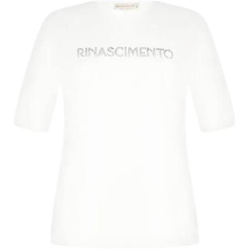 Rinascimento t-shirt donna con logo in strass bianco / s