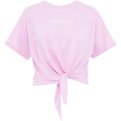 Disclaimer t shirt donna con nodo rosa / s